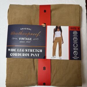 Weatherproof Vintage Womens Size 8 Tan Pants Corduroy Wide-Leg Stretch Brown